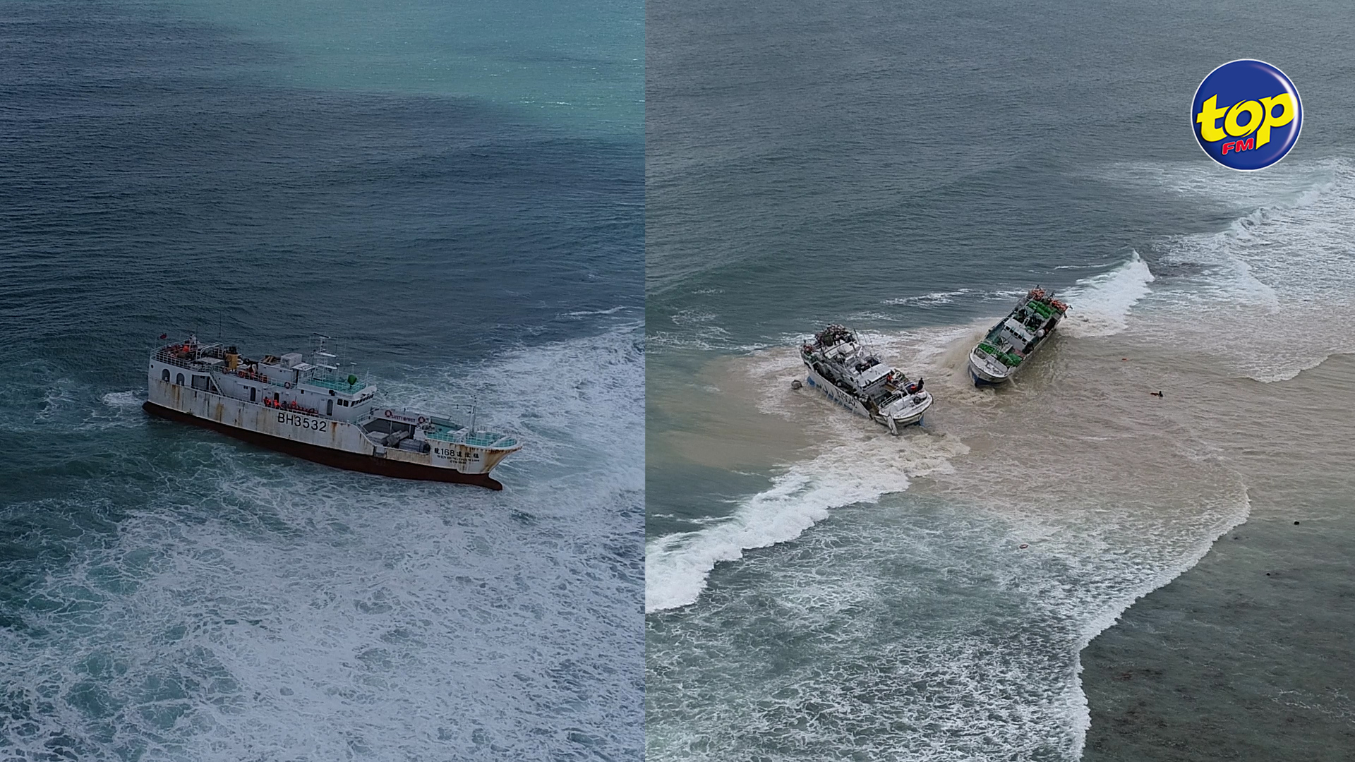 Trois bateaux de pêche échoués à Pointe aux Sables et Bain des Dames