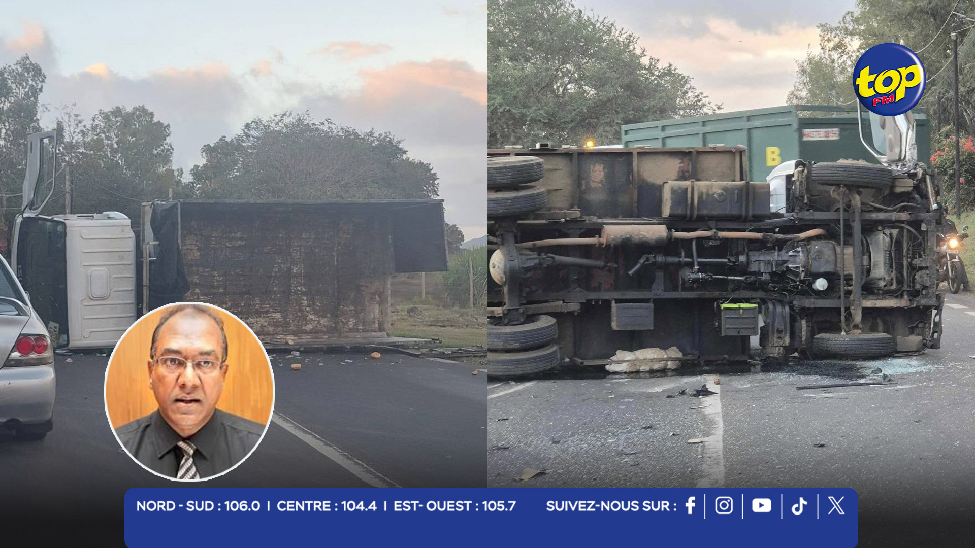 Un camion se renverse à La Chaumière Un camion se renverse à La Chaumière