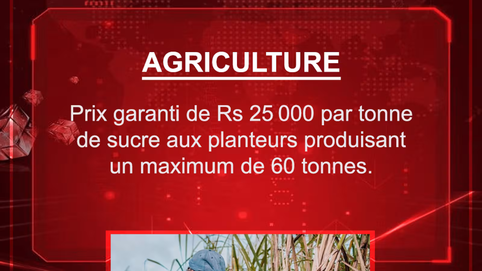 Budget 2021-2022 : Prix garanti de 25 000 Rs par tonne de sucre aux planteurs produisant un maximum de 60 tonnes