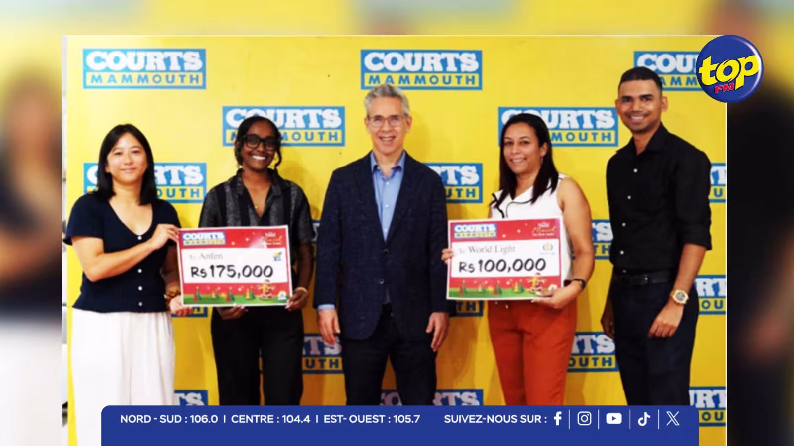 Courts Mammouth célèbre ses 40 ans en soutenant les enfants : Rs 175,000 à ANFEN et Rs 100,000 à World Light Foundation