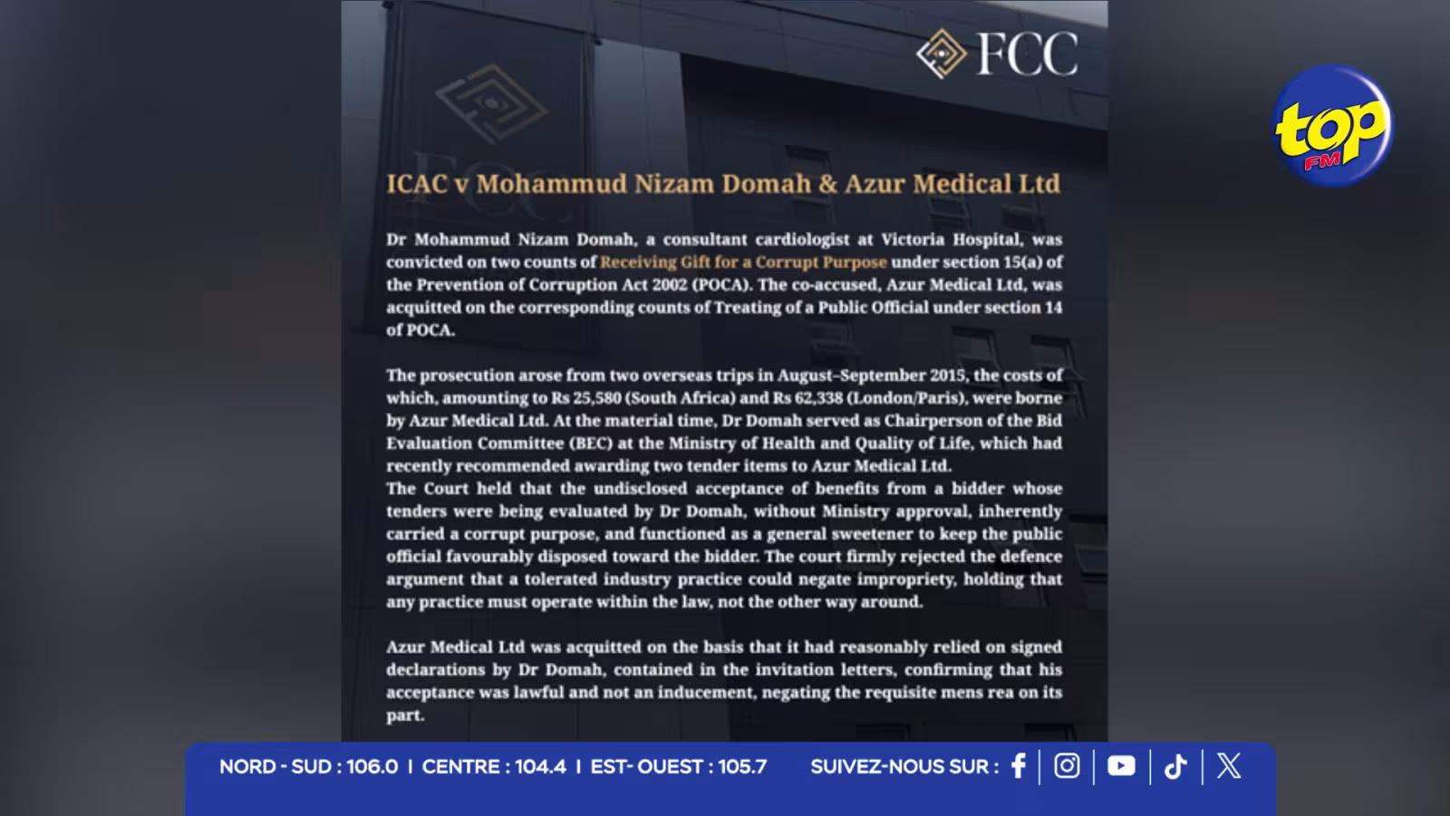 Affaire ICAC vs Domah : verdict de culpabilité pour le cardiologue, Azur Medical blanchie par la Cour