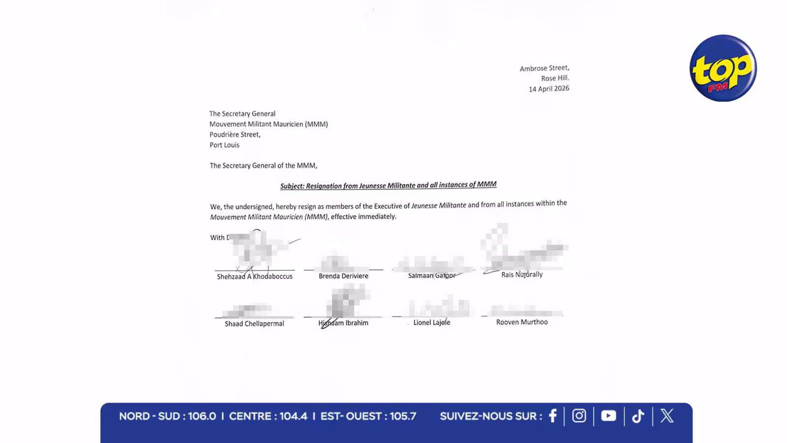 MMM : Démission collective de plusieurs membres de l’Exécutif de la Jeunesse Militante