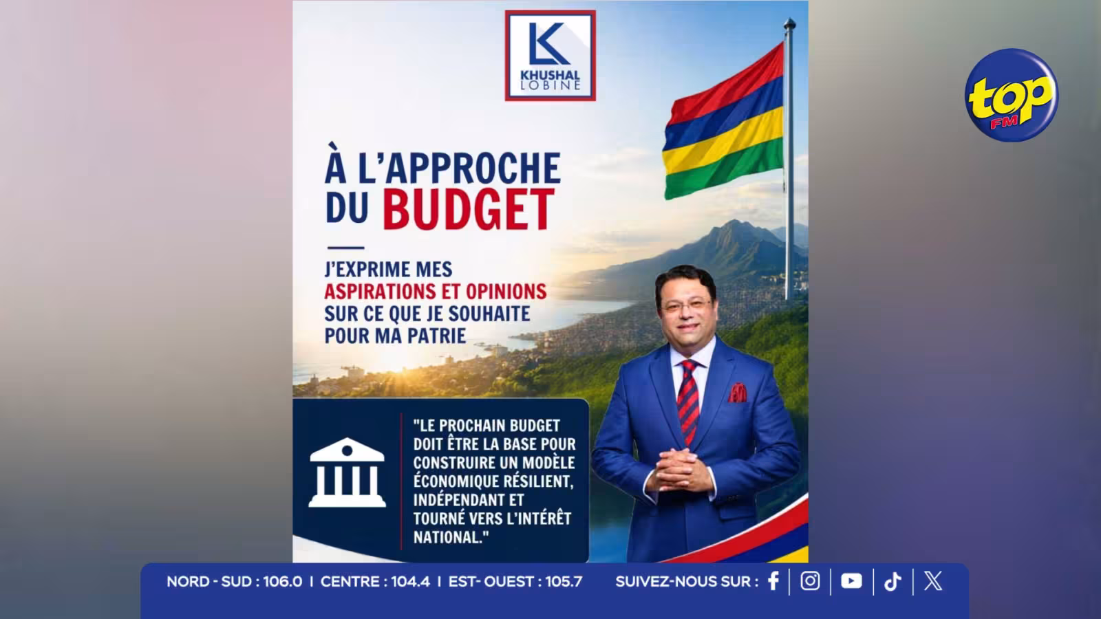 Budget 2026-2027 : Khushal Lobine plaide pour un Budget plus humain et tourné vers les Mauriciens