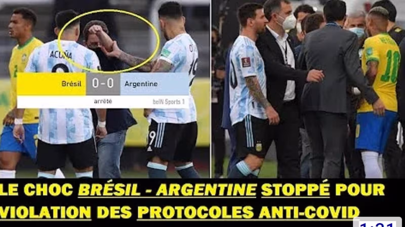 Brésil-Argentine interrompu pour raisons sanitaires