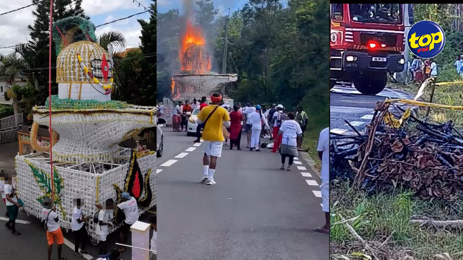 Incendie d’un Kawar à Mare Longue hier : ‘Nou kawar pas tiena générateur, ine ena enn spark et sa ine eclater’ déplore un des pèlerins du groupe Trishuldhari Shiv Mandir