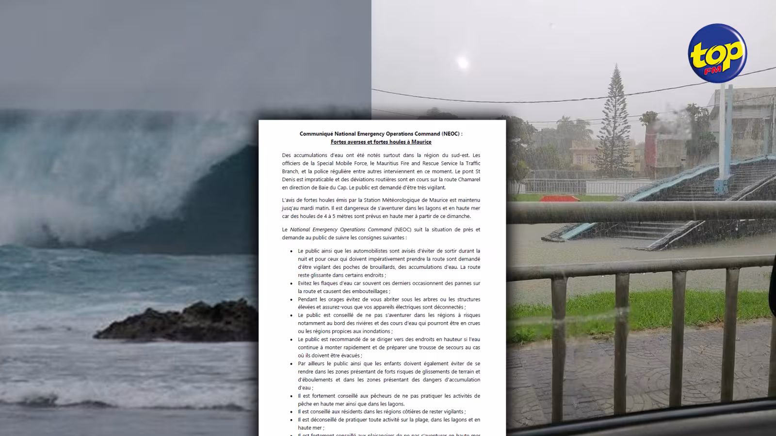 Maurice toujours sous le coup d’un avis de pluies torrentielles, le mauvais temps durera jusqu’à dimanche : Plusieurs régions sous les eaux avec 188 mm de pluie a Wooton et   157 mm à Belle-Mare, notamment