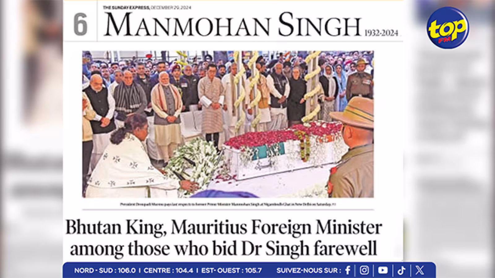 Affaires étrangères : La présence mauricienne saluée lors des funérailles de Manmohan Singh