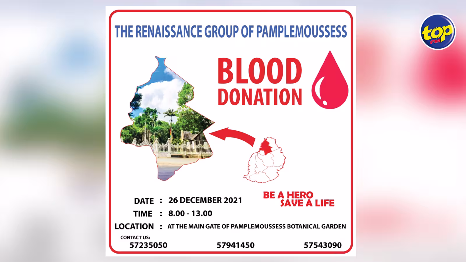 Au Jardin botanique de Pamplemousses : le Groupe Renaissance de Pamplemousses organise une collecte de sang ce dimanche