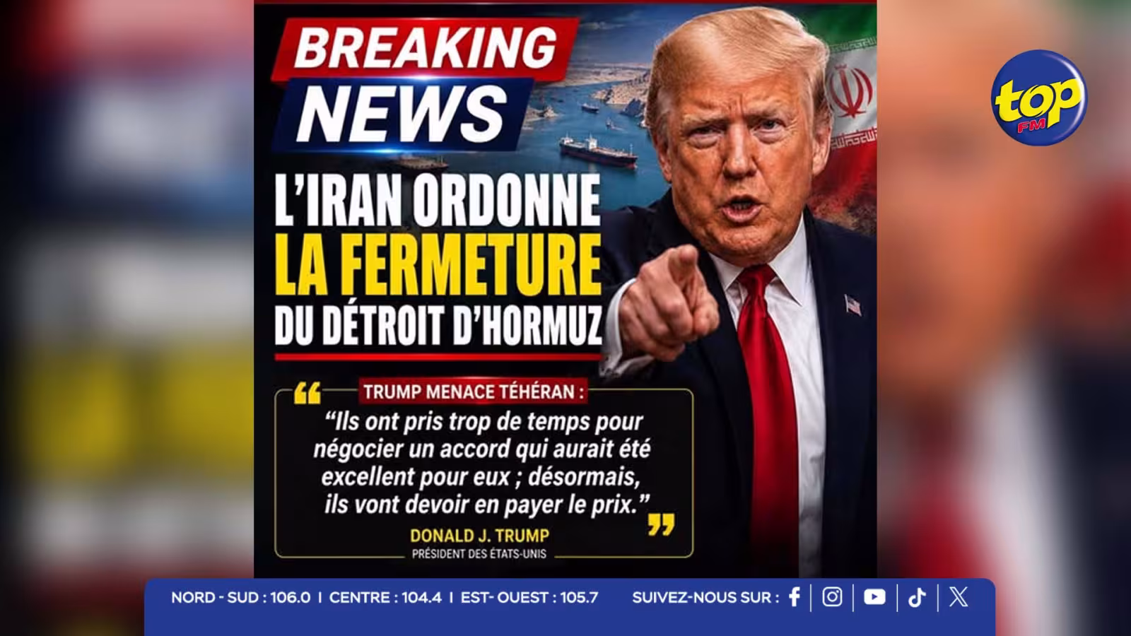 Nouvelle escalade au Moyen-Orient : l’Iran annonce des représailles, ferme le détroit d’Hormuz et défie Washington