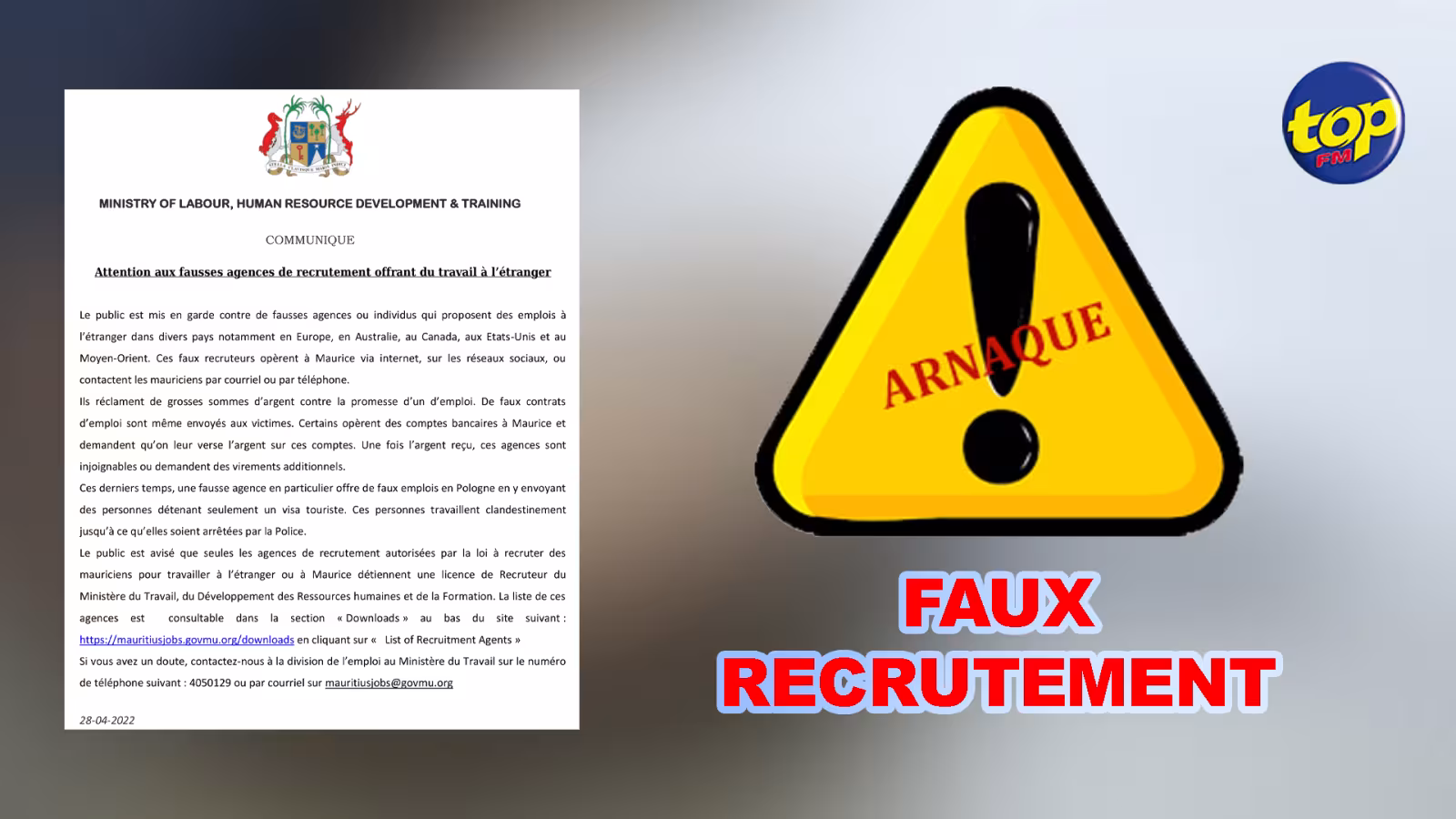 Mise en garde du ministère du Travail : « Attention aux fausses agences de recrutement offrant du travail à l’étranger »