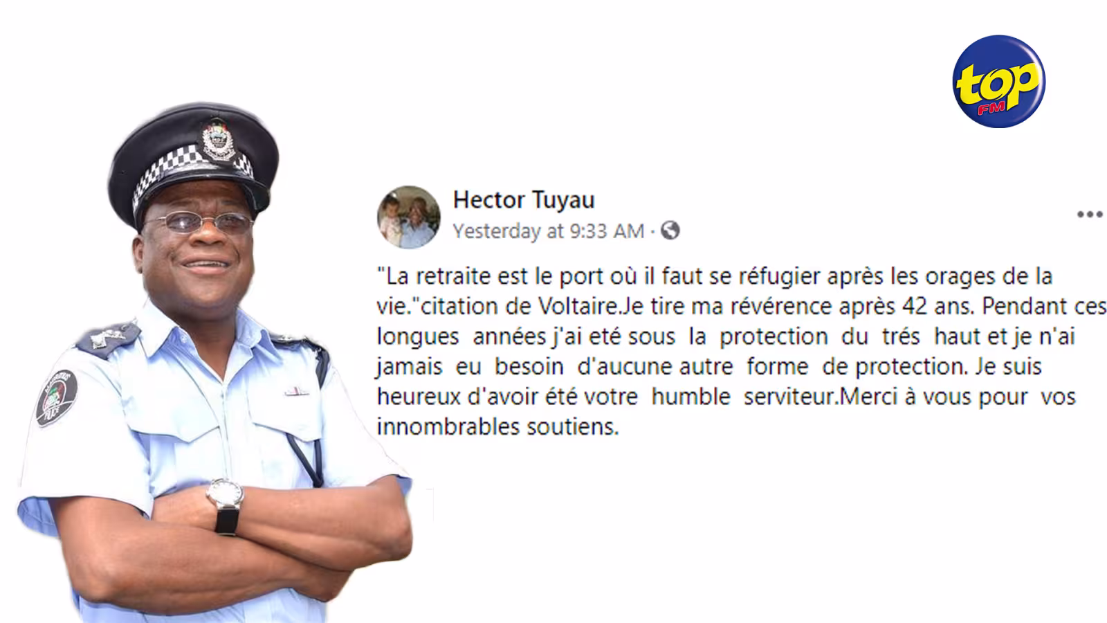 Force policière : L’ASP Hector Tuyau prend sa retraite