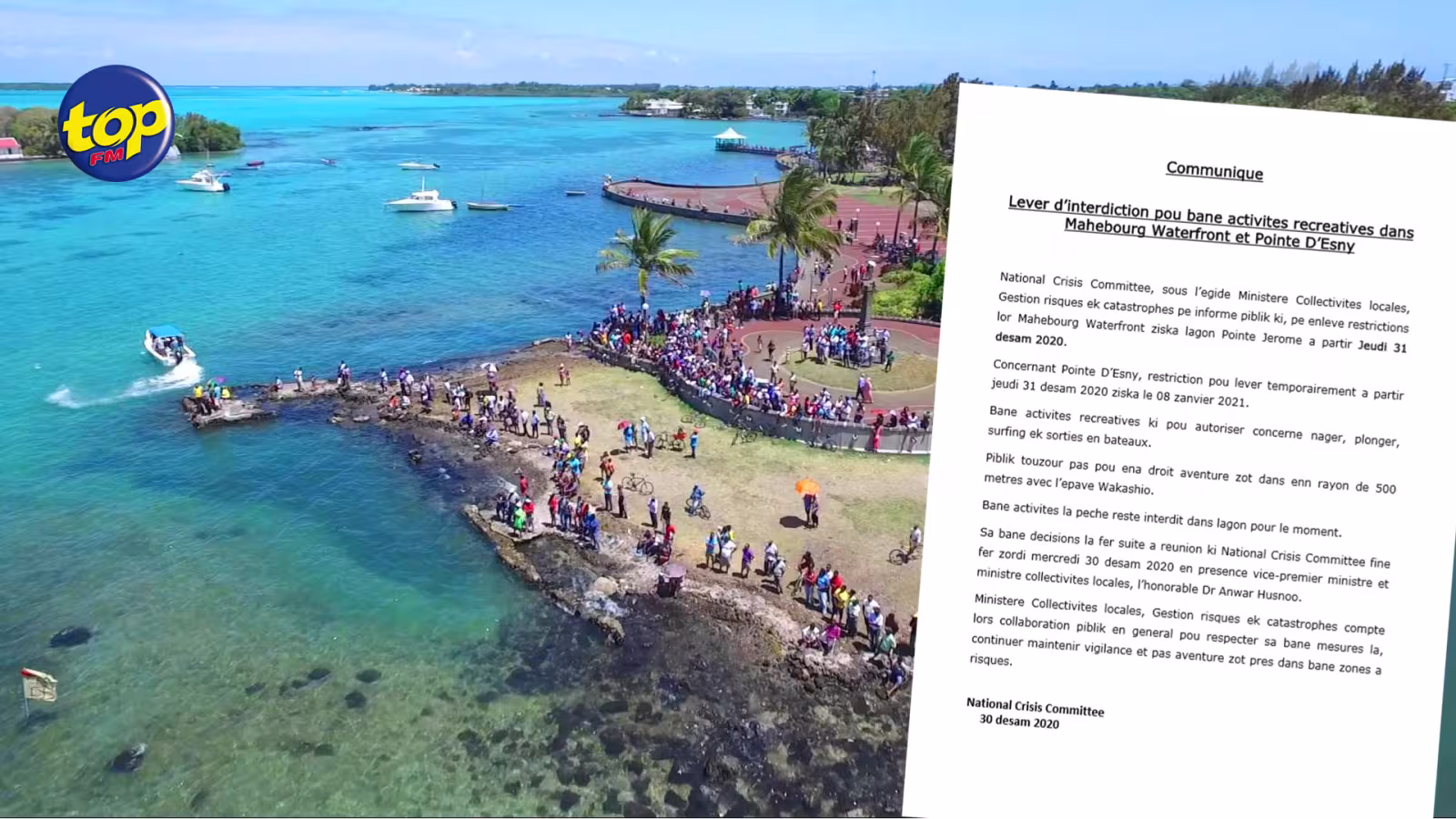 Post-Wakashio : levée des restrictions au Mahebourg Waterfront à partir de demain, jeudi 31 décembre