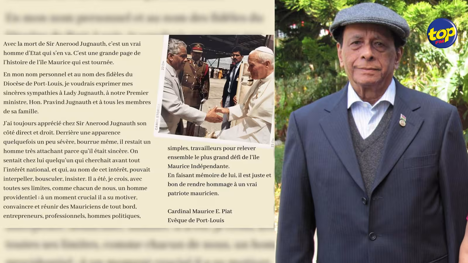 Hommage du Cardinal Maurice Piat : « C’est un véritable homme d’Etat qui s’en va »