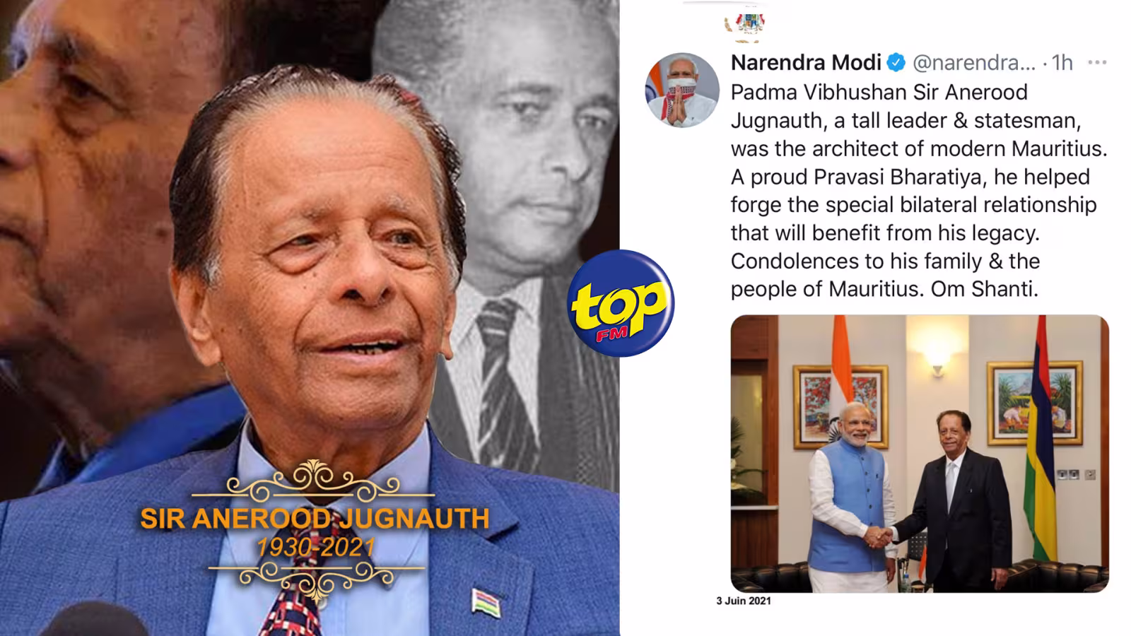 Hommage : Narendra Modi salue l’architecte de l’île Maurice moderne