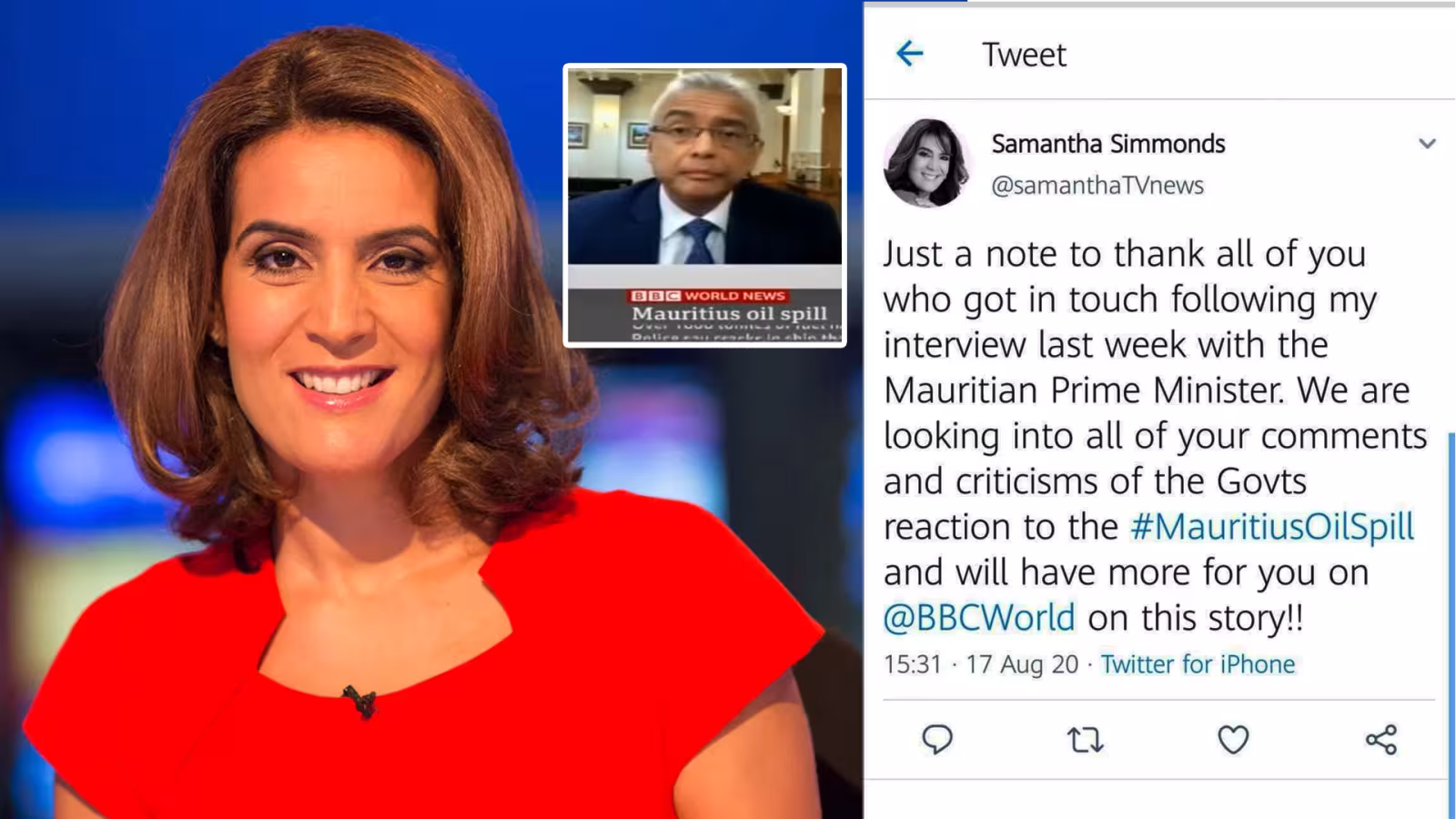 Fuite d’huile du Wakashio : « BBC World vous proposera plus sur le sujet », réagit la journaliste qui avait interviewé Pravind Jugnauth