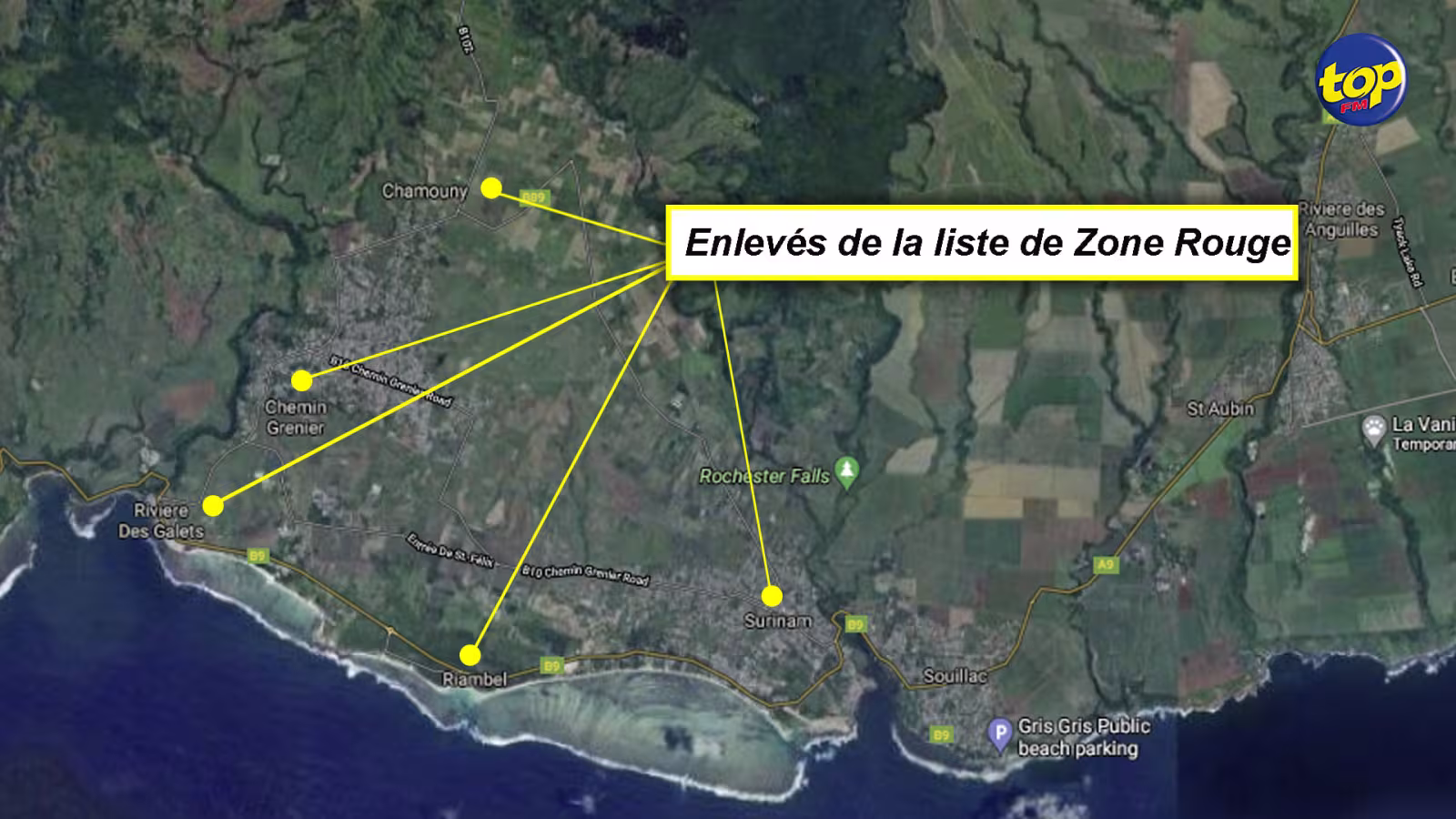 Surinam, Riambel, Chemin Grenier, Chamouny et Rivière des Galets ne sont plus considérés comme des zones rouges