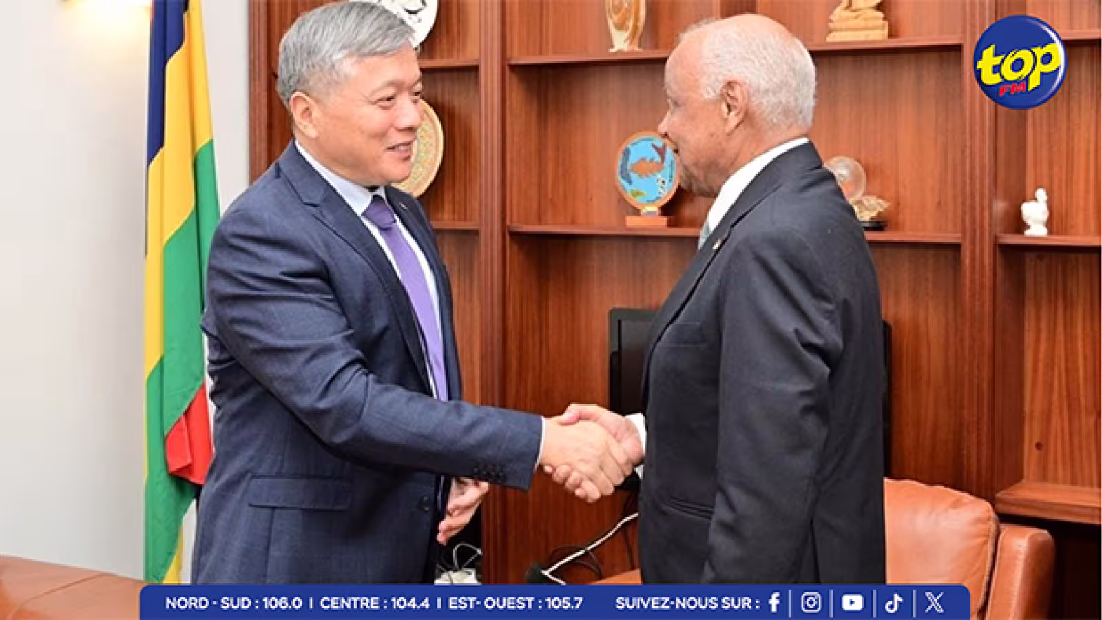 Visite d’adieu de l’ambassadeur chinois au vice-président Boissézon : Zhu Liying souligne les liens solides avec Maurice