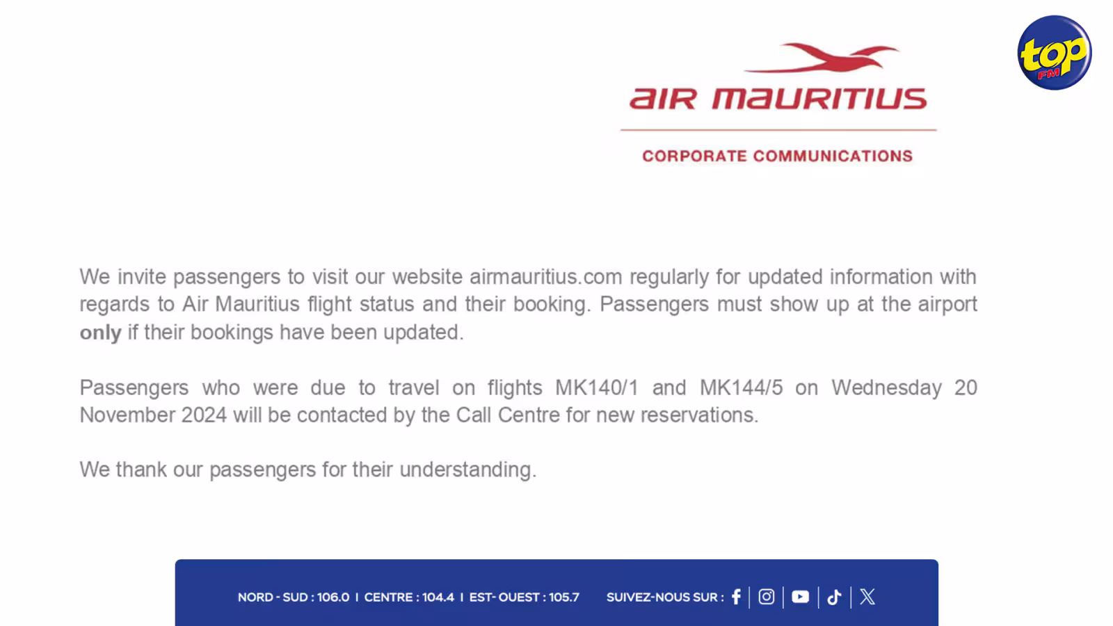 Rodrigues : Air Mauritius annonce la reprise des vols