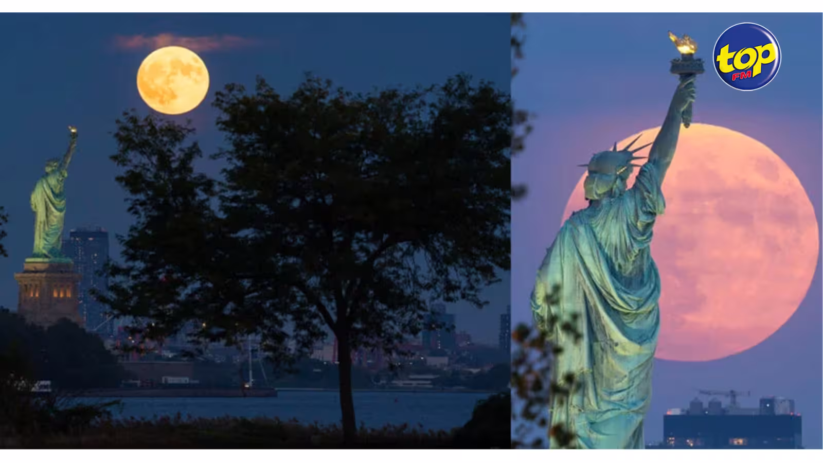 Photographer Captures Supermoon Rising Behind the Statue of Liberty