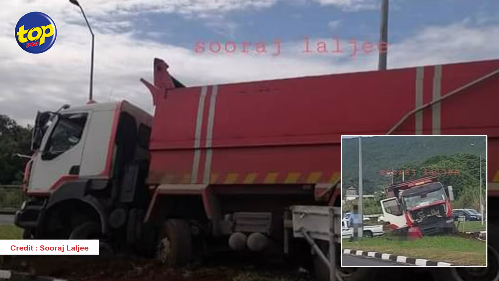 Accident à Valton ce jeudi : Un camion termine sa course sur un rond-point
