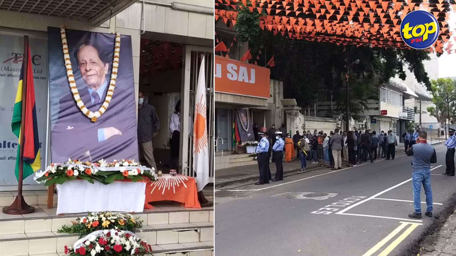 Passage du cortège funèbre de Sir AneroodJugnauth devant le Sun Trust ce samedi : Moment empreint d’émotion pour les nombreux sympathisants et politiciens qui se sont déplacés