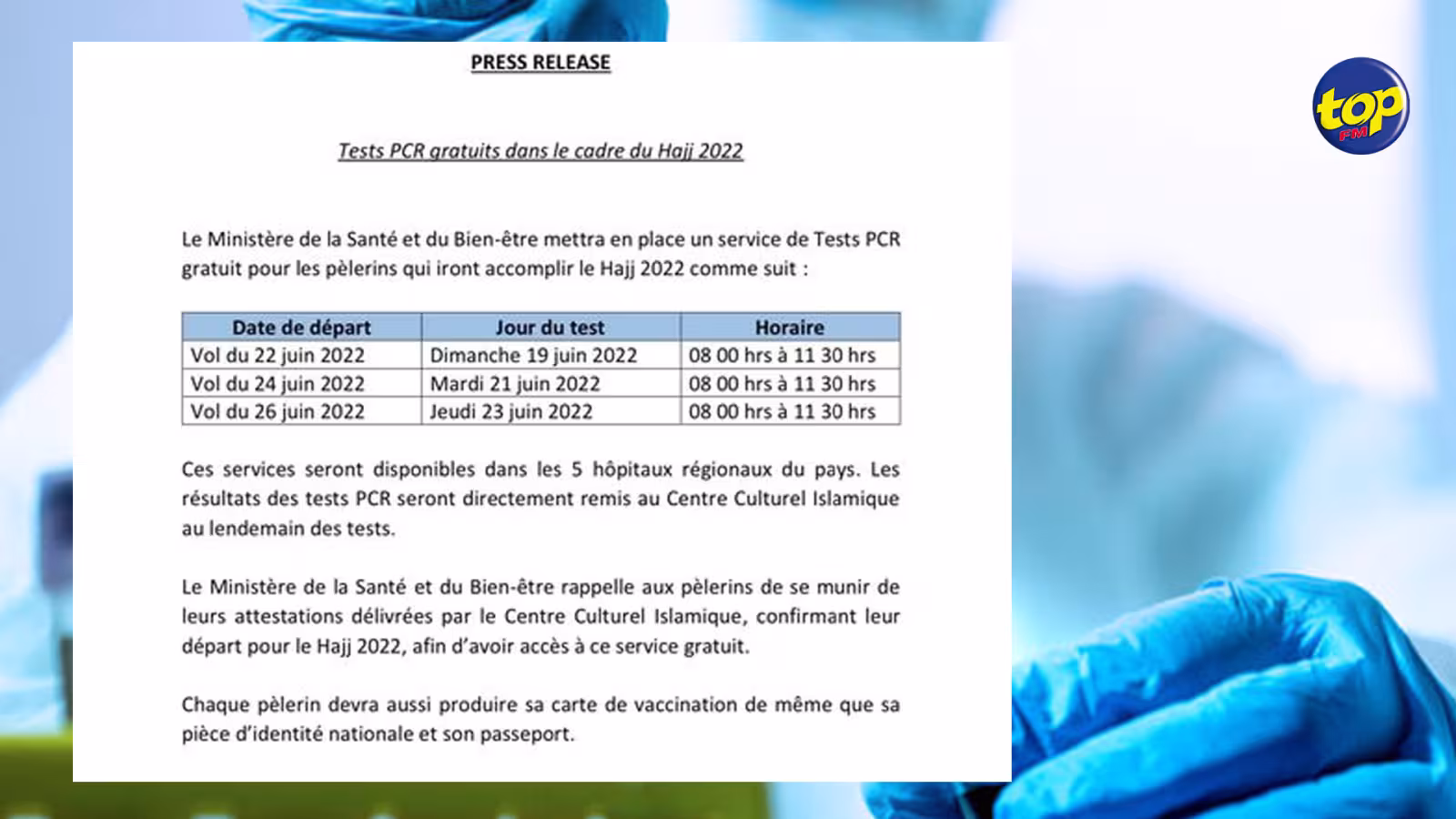 Hajj 2022 : des tests PCR offerts gratuits aux pèlerins à partir de ce dimanche