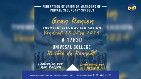 À Rivière du Rempart ce vendredi : Débat sur le thème "Ki Leta Nou Ledikasion" 