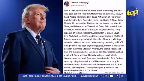 Vers un tournant majeur au Moyen-Orient ? Donald Trump affirme qu’un accord avec l’Iran et la réouverture du détroit d’Hormuz sont « largement négociés ».