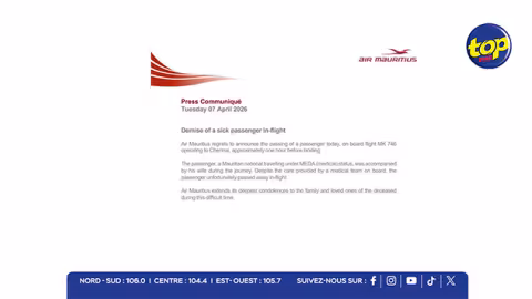 Air Mauritius : un passager décède à bord du vol MK 746 avant l’atterrissage à Chennai