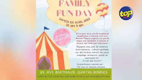 Un « Family Fun Day » organisé par Autisme Maurice ce samedi 1er Avril : « On invite le public à venir découvrir c’est quoi l’autisme et passé un bon moment en famille », indique  Mike Aliphon