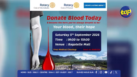 Rotary Clubs de Floréal et de Montebello - Un geste pour sauver des vies : collecte de sang ce samedi à Bagatelle
