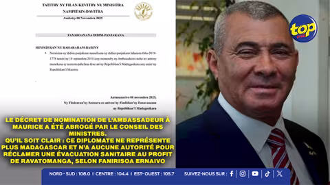 Affaire Ravatomanga – L’ambassadeur de Madagascar à Maurice limogé : le gouvernement malgache met fin aux fonctions de Camille Vital