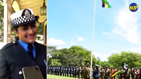 Avoir le privilège de hisser le drapeau national : émue, la policière, Reshma Daulat-Sunboccus, qualifie cette expérience d’indescriptible.