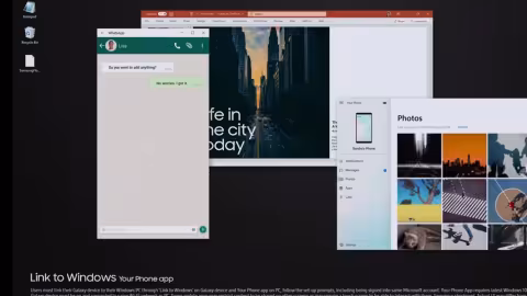 Sur Windows 10, il sera possible de lancer des applications Android (par le biais d’un smartphone Samsung), et d’afficher celle-ci sur une fenêtre.