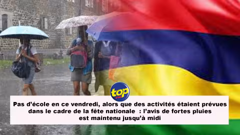 Pas d’école en ce vendredi, alors que des activités étaient prévues dans le cadre de la fête nationale  : l’avis de fortes pluies est maintenu jusqu’à midi
