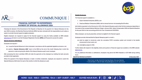 Soutien financier aux entreprises pour le paiement du 14e mois : La MRA met en place un système d’assistance pour les employeurs