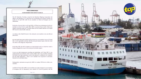 Au Sri Lanka: 14 membres de l’équipage du MV Trochetia, dont 10 mauriciens, testés positifs à la Covid-19