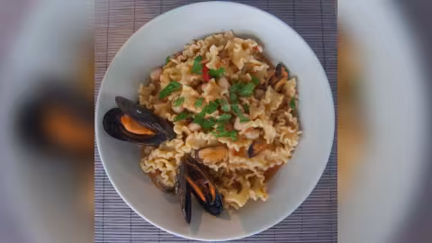 Recette de pates aux moules et haricot blanc