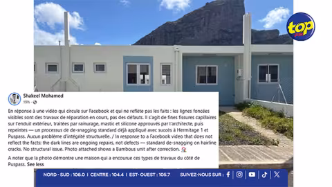 Des fissures visibles sur des logements sociaux pas encore livrés : Shakeel Mohamed apporte des précisions après une vidéo diffusée sur Facebook